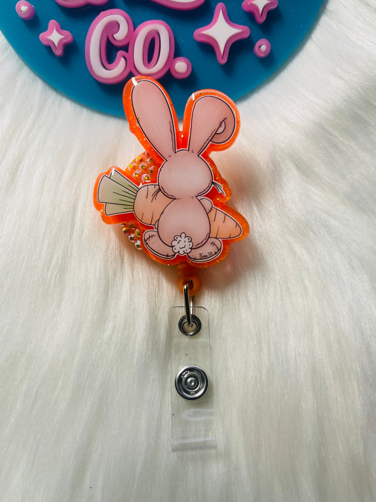 Bunny Tail and Carrot Badge Reel
