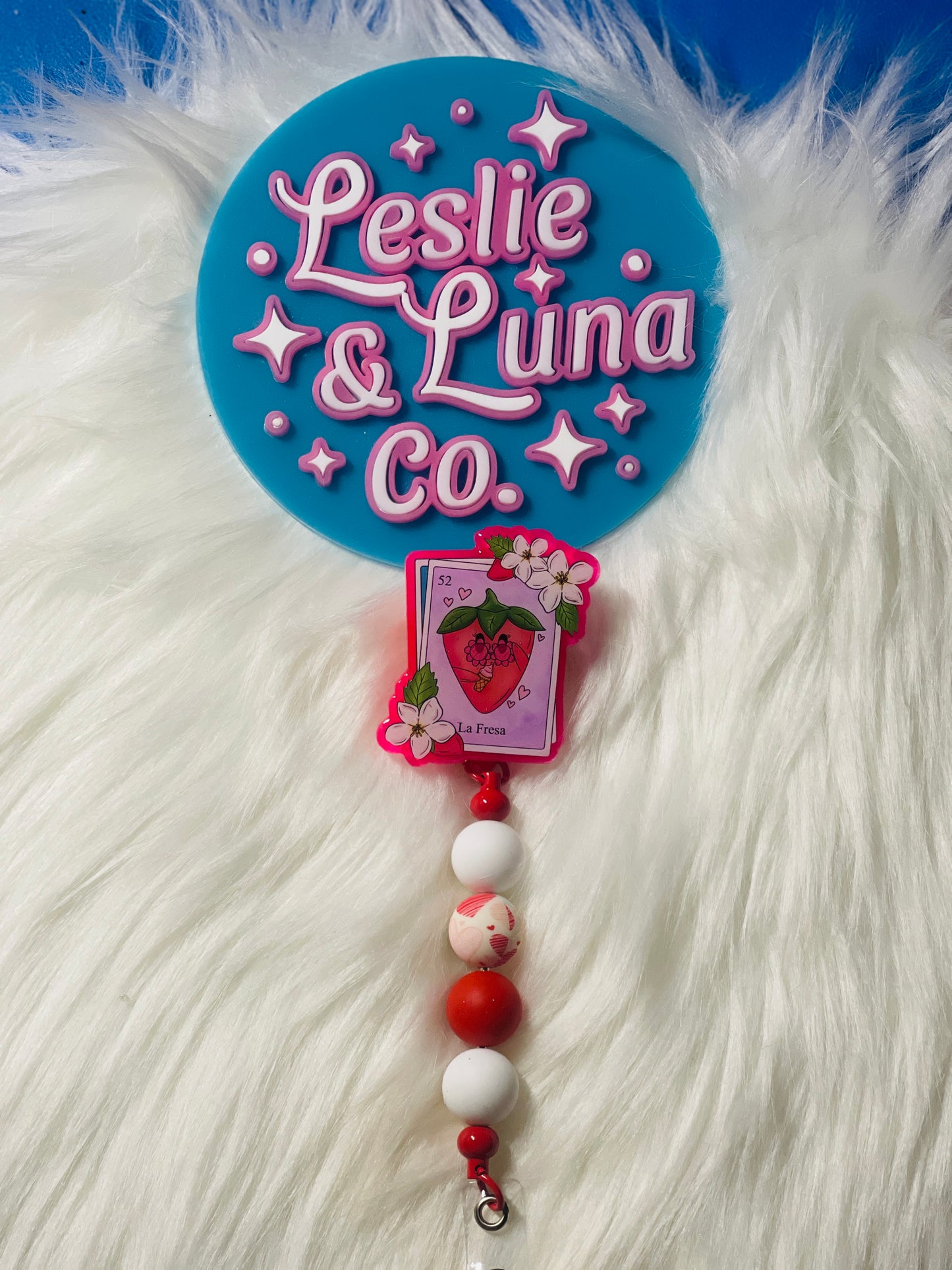 La Fresa Beaded Badge Reel