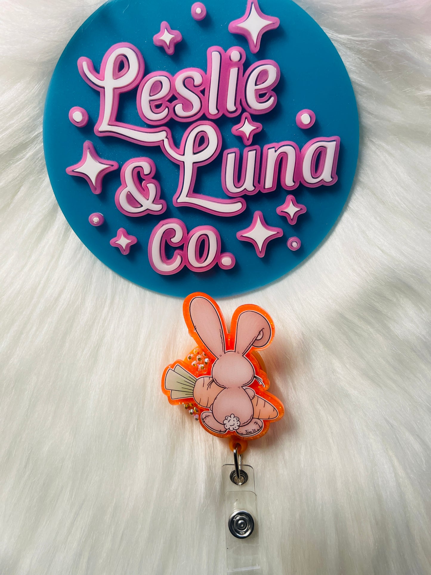 Bunny Tail and Carrot Badge Reel