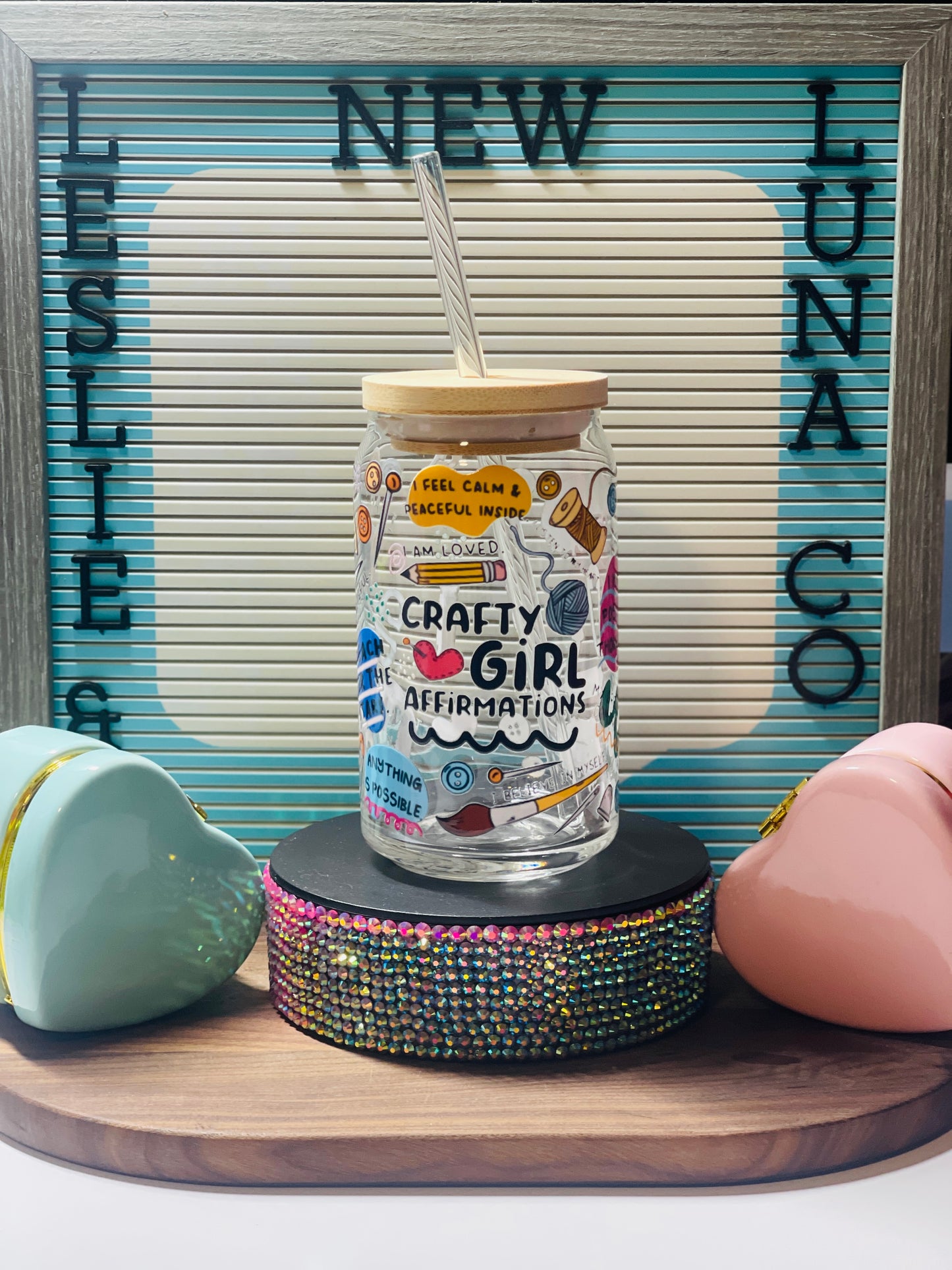 Crafty Girl Affirmations 16oz Glass Can