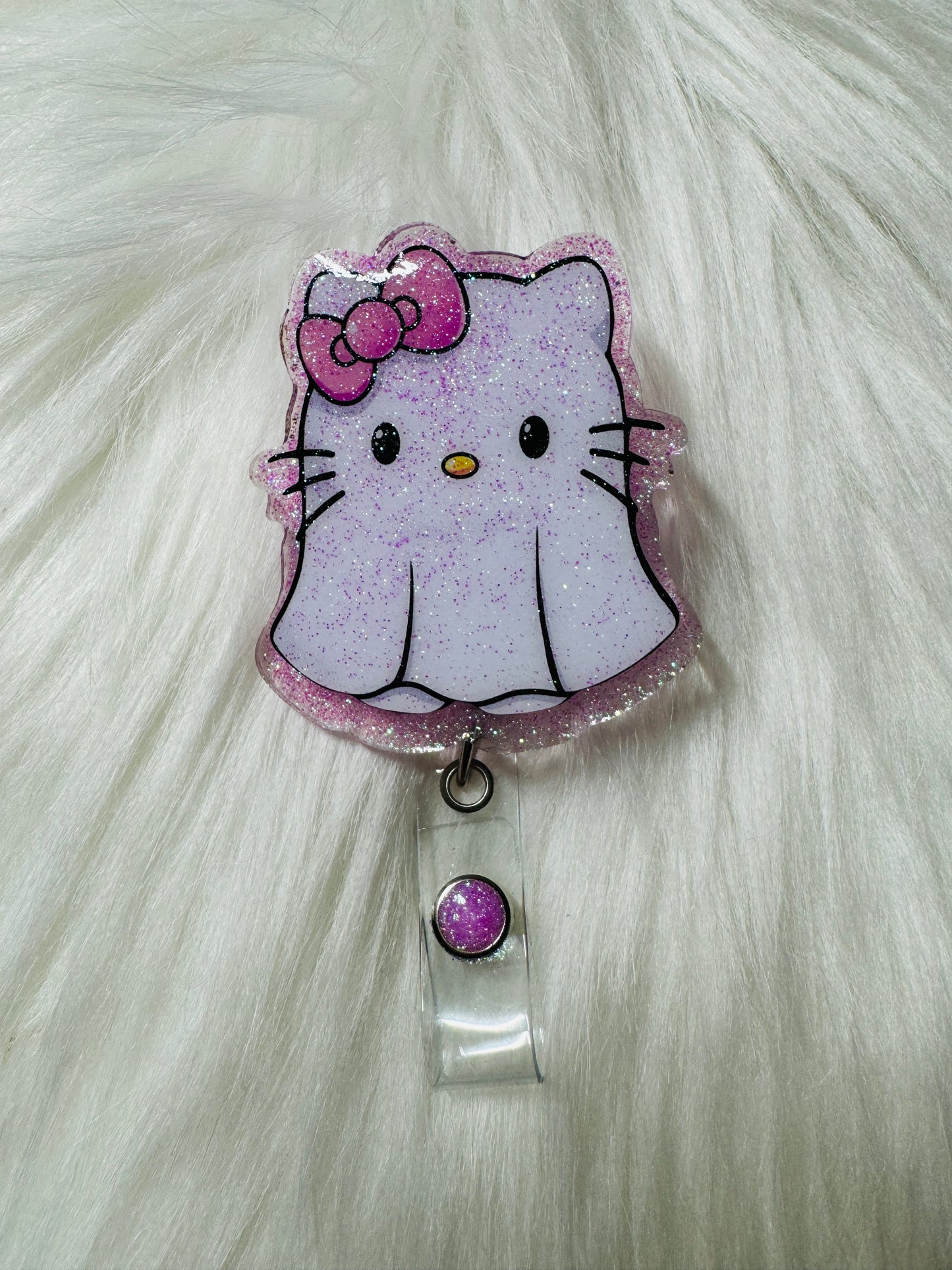 Ghost Kitty Glitter Badge Reel