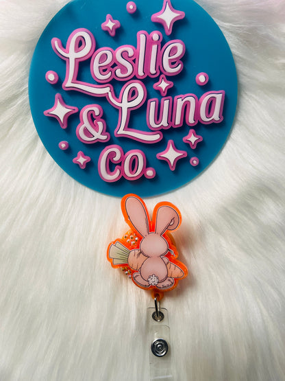 Bunny Tail and Carrot Badge Reel