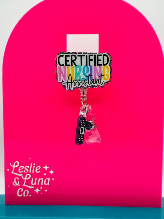 Certified Nursing Assistant Bright with Charm Badge Reel