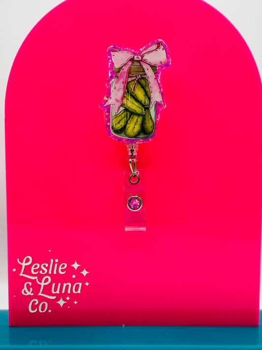 Coquette Pickle Jar Badge Reel