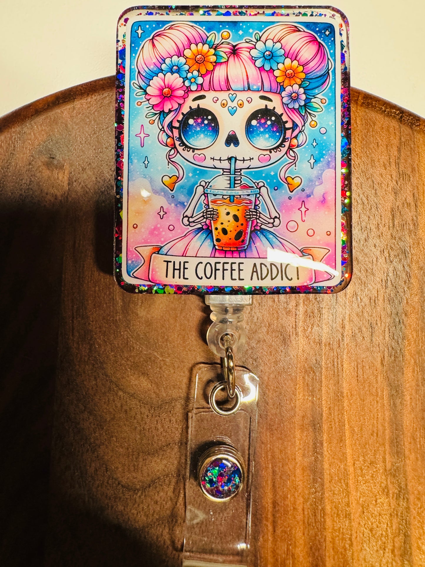 Coffee Addict Card Badge Reel